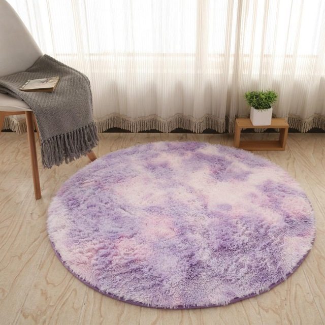 Fluffy Round Rug Carpets For Living Room Decor Faux Fur Carpet Kids Room Long Plush Rugs For Bedroom Shaggy Area Rug Modern Mat