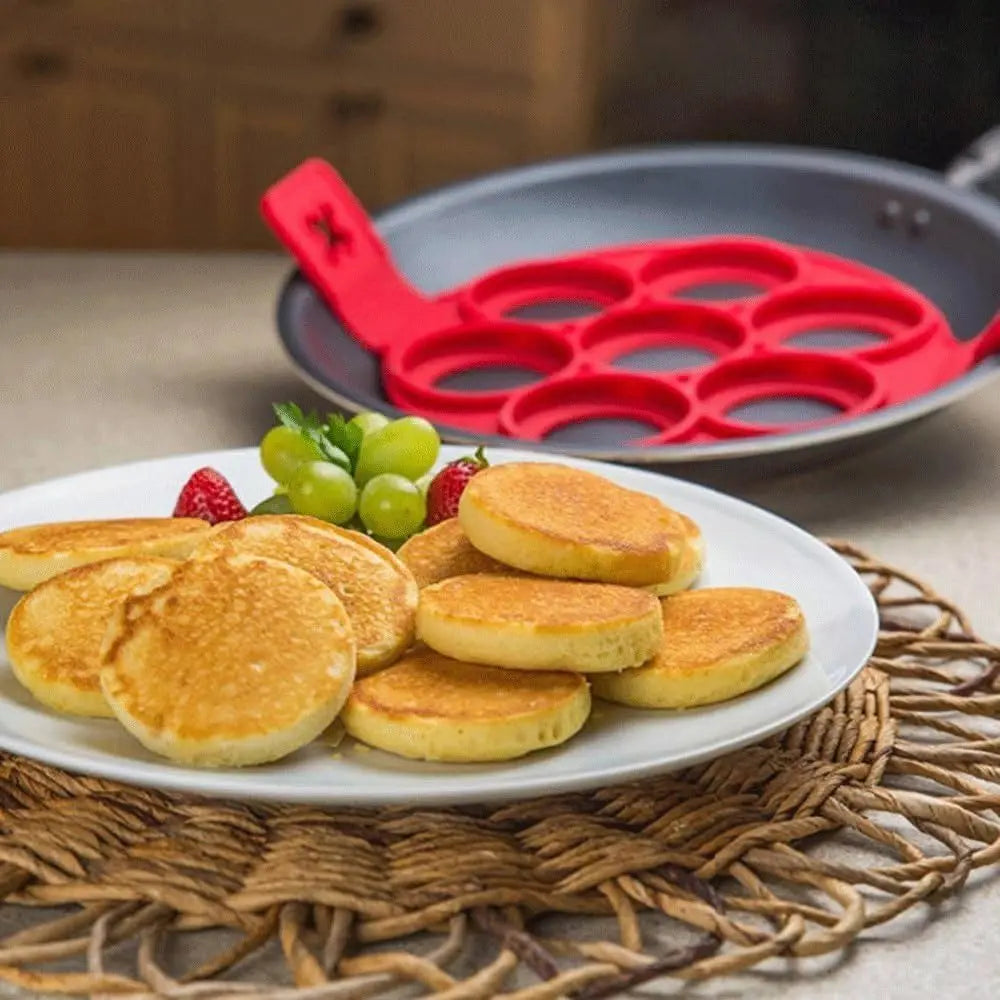 Flip N Cook Silicone Pancake Mold 2 Pack Flip and Cook Mini Pancake Makers for Griddle Reusable Egg Mold for Kids Baking Tools